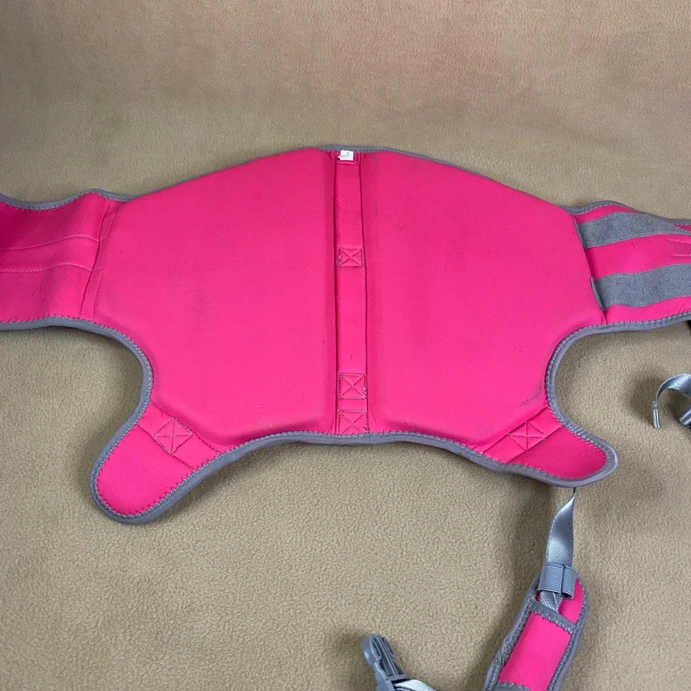 Viva Glory Dog Life Vest Pink‎ Gray Reflective Safety Padded Pet Floatation Lg